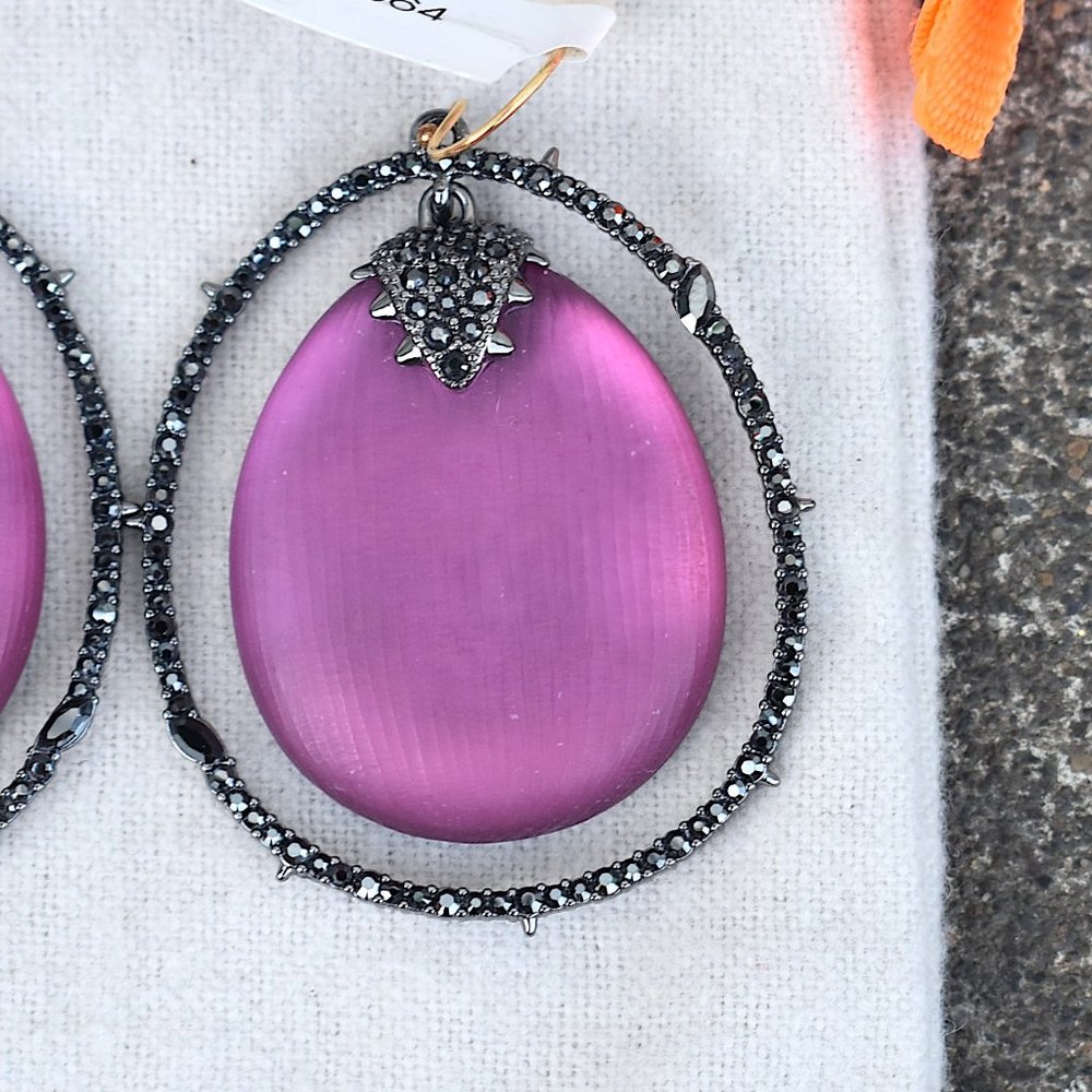 Alexis Bittar | Purple Earrings in Spiked Hoops - Picture 2 of 5